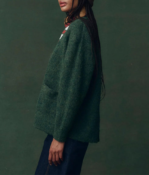 The Brushed Melange Cardigan - Meadow Green